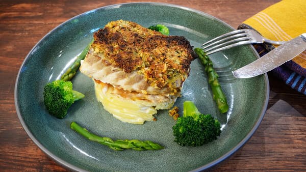 Seelachs unter Limetten-Thymian-Kruste mit heißer Luft!